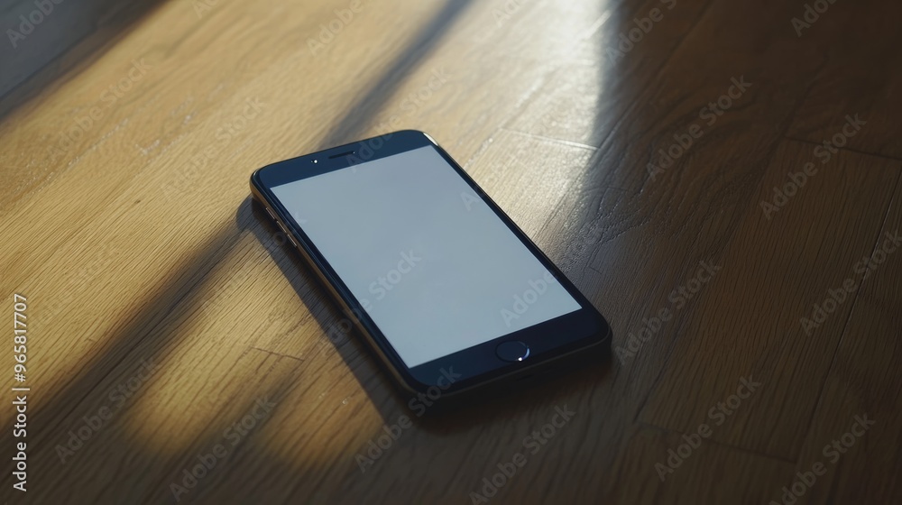 Poster Close-up of a phone on a simple surface with a blank screen and no distractions in the background