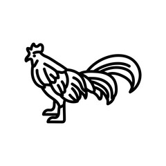 Rooster Outline Icon, Vector illustration