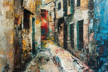 Fototapeta premium A urban brazil town painting art alleyway.