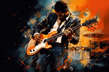 Obraz premium Jazz musician action recreation guitarist performer.
