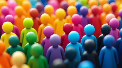 A group of people in a crowd with different colored heads. The people are all different sizes and colors