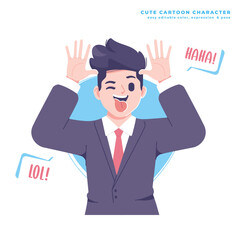 taunting business man character illustration