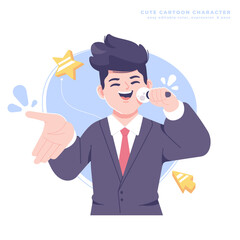 welcome pose business man character illustration