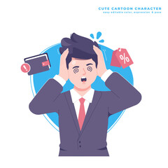 bankruptcy business man character illustration
