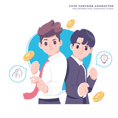 cooperation business man character illustration