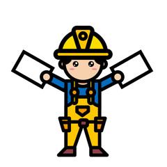 male mechanic holding white paper