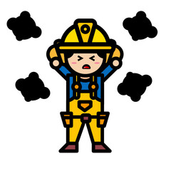 the male mechanic is covering his ears