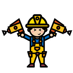 male mechanic is drilling