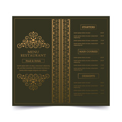 Luxury Menu restaurant with ornamental Elements.