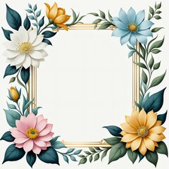 Flower background, Floral banner arranged from leaves and flowers