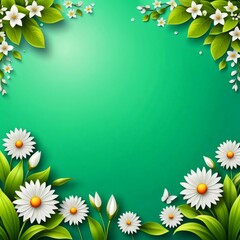 Fototapeta premium Flower background, Floral banner arranged from leaves and flowers