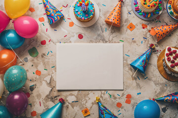 Fototapeta premium Birthday Party Decorations with Blank Card