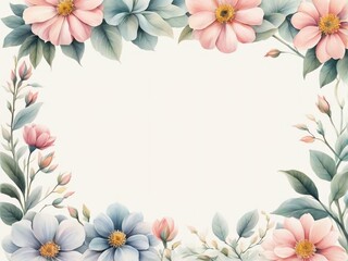 Fototapeta premium Flower background, Floral banner arranged from leaves and flowers