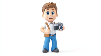 Skilled Photographer Capturing 3D Clipart Images in a Bright Studio Environment