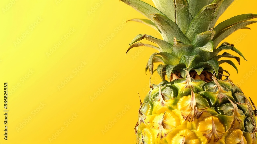 Poster a striking pineapple background design with bold yellow and green hues, showcasing the fruit's disti