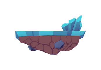Floating island platform with crystals vector illustration © sabelskaya