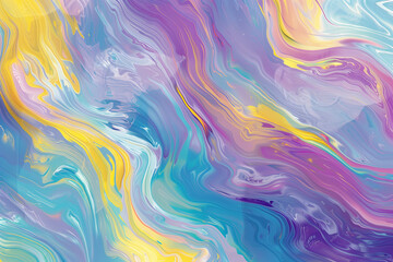 Obraz premium Vivid abstract waves in purple, blue, and yellow shades blending together fluidly, creating a bold and dynamic design full of motion and vibrant color contrasts.