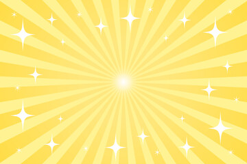 黄色の放射線とキラキラの背景イラスト