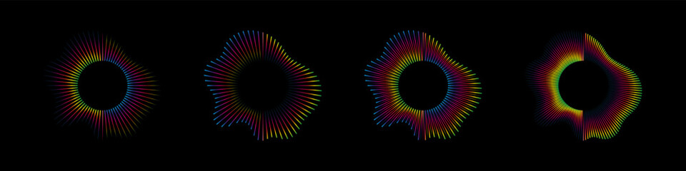 Sound waves equalizer spectrum set, Radio frequency Circle audio waves. Vector illustration design elements isolate.