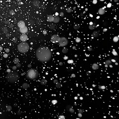 Falling snow on a dark night