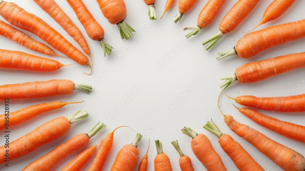 Aufkleber Carrots arranged in a circular pattern with clean white background