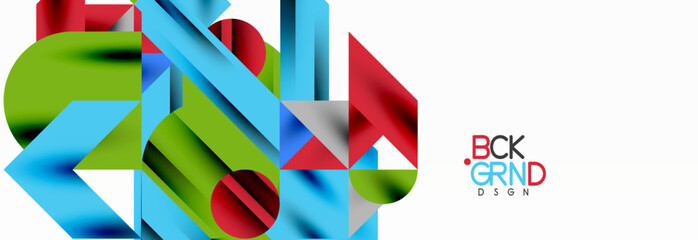 Trendy colorful circles, lines, arrows, triangles and other geometric shapes. Vector Illustration For Wallpaper, Banner, Background, Card, Book Illustration, landing page