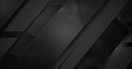 Obraz premium A sleek, modern abstract design featuring layered black geometric shapes with varying textures.
