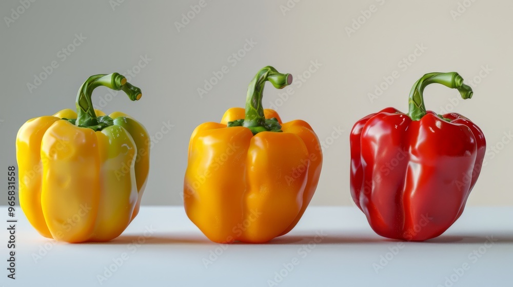 Poster multiple chili peppers with their stems intact, showing a shiny texture and vibrant colors