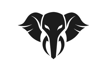 a elephant head icon, featuring a modern stylish shape with an underline, set on a solid white background