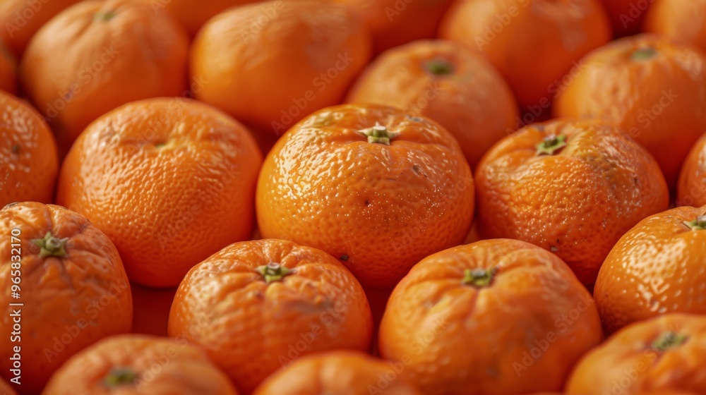 Poster Tangerines spread out evenly across a clean surface, emphasizing their juicy and refreshing appearance with detailed textures.