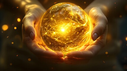 Glowing Digital Sphere Representing Futuristic Technology and Global Connectivity