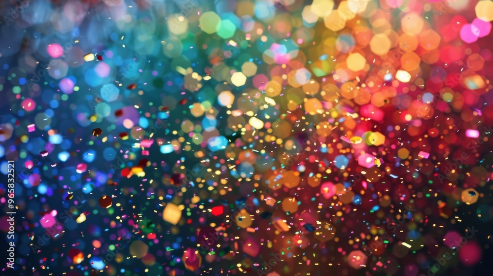 Aufkleber Abstract multicolored background with small falling pieces, vibrant and colorful, artistic and dynamic