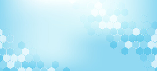 Health care abstract background with hexagons, lines and dots. Medical innovation banner template concept. Biology and pharmaceutical technology background. Vector illustration.