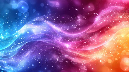 Obraz premium Colorful abstract waves of light flow seamlessly, creating a mesmerizing display of gradients in blue, purple, and orange hues