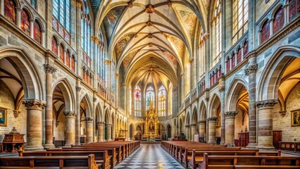 Fototapeta premium Interior of Basilica and monastery of St. George in Prague Castle in Hradcany, Prague Castle, Hradcany