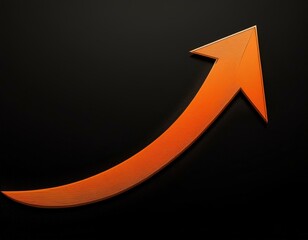 A simple orange arrow pointing upwards, isolated on a black background.