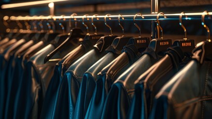 Elegant clothes on hangers in a retail store