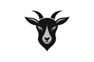 A goat head icon, featuring a modern stylish shape with an underline, set on a solid white background