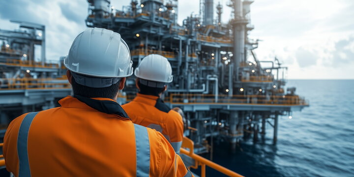 off shore oir rig or chemical facility view. 