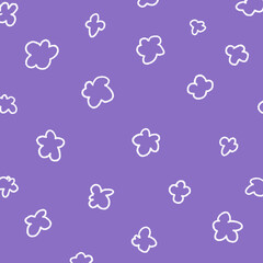 ちょっとレトロな手描き風の花柄の白線イラスト19