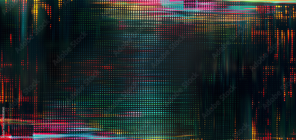 Poster abstract glitch texture with subtle dot and grid patterns