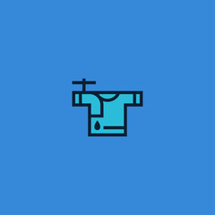 Washing t shirt with tap water abstract logo design.