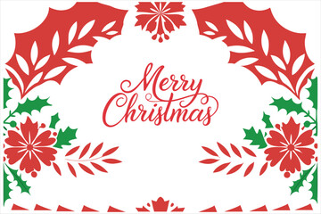 Obraz premium Silhouette merry Christmas floral border vector.