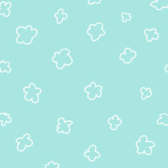 ちょっとレトロな手描き風の花柄の白線イラスト1