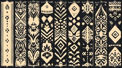 Tribal Ethnic Vintage Decorative Folkloric Repeating Pattern Background