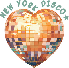 colorful t-shirt with new york slogan print disco party heart ball