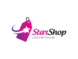 Star and tag label logo symbol or icon template