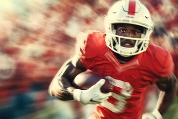 Obraz premium An Intense Moment: A Football Player Dashes Forward with Unmatched Speed and Determination