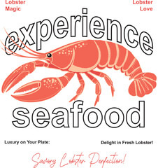 lobster, slogans, t-shirt, seafood. Luxury plate