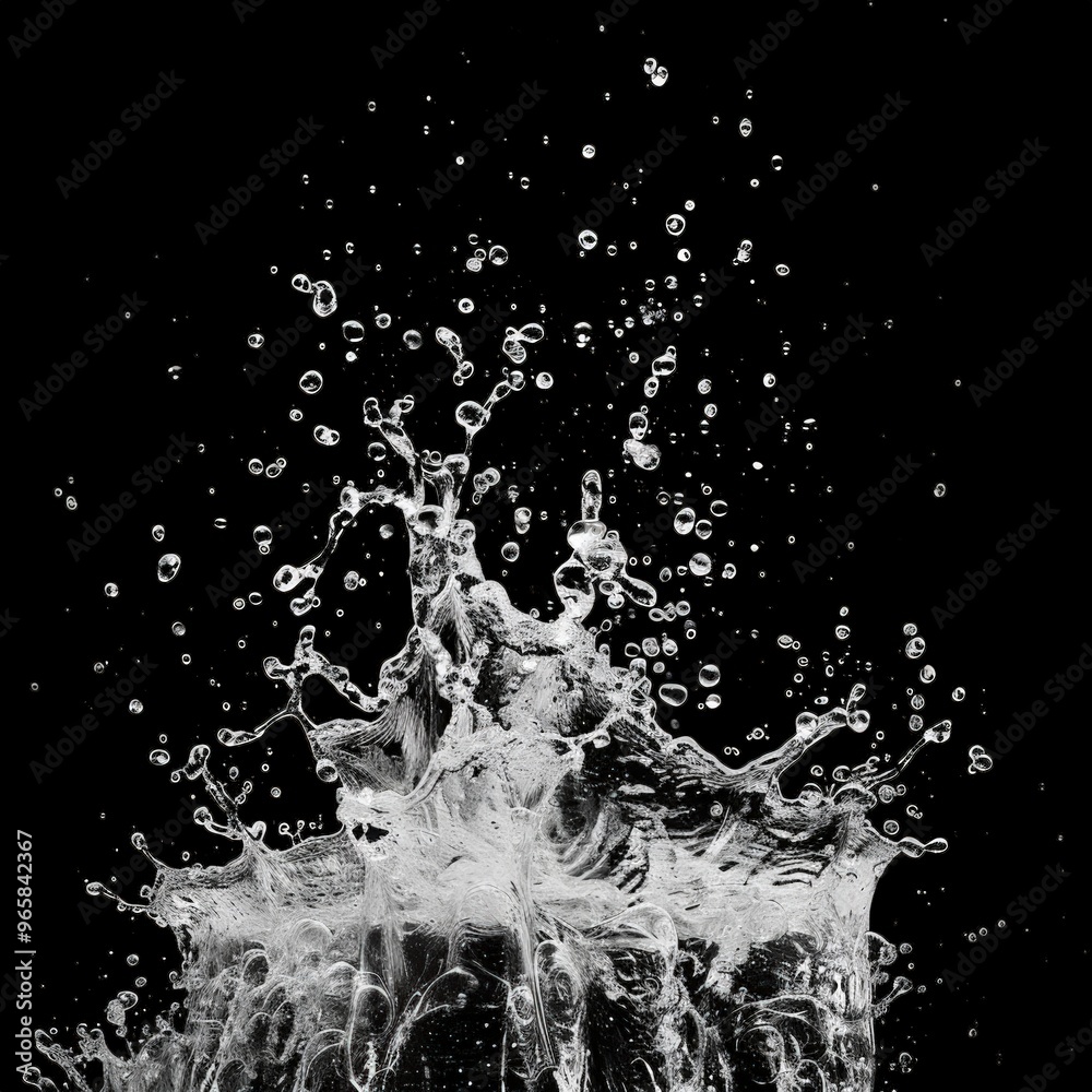 Wall mural water splash on black